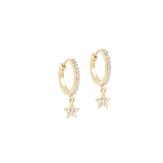 0.06 TCW Round Lab Grown Diamond Star Charm Hoop Earring