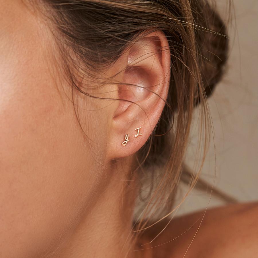 Letter Initial Single Stud Earring 3