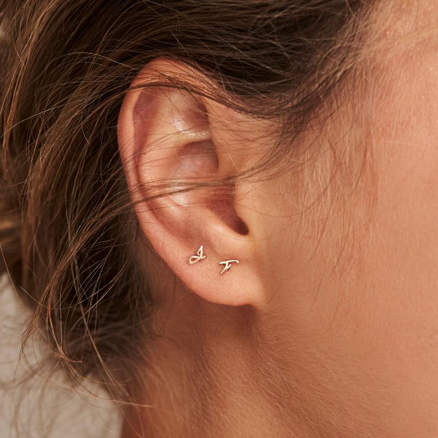 Letter Initial Single Stud Earring 4