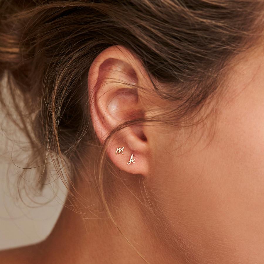 Letter Initial Single Stud Earring 5