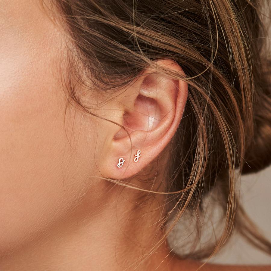 Letter Initial Single Stud Earring 6