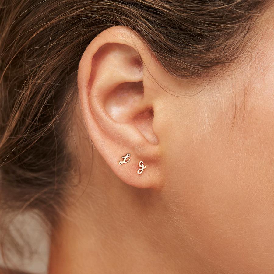 Letter Initial Single Stud Earring 7