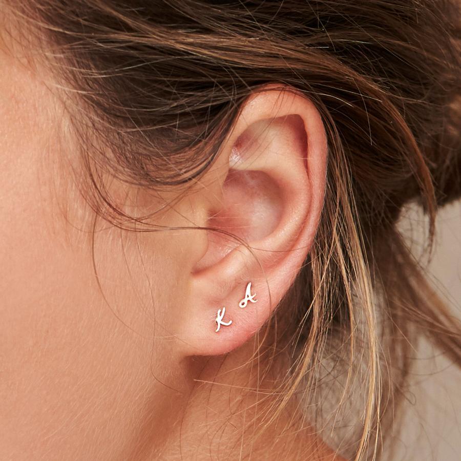 Letter Initial Single Stud Earring 9
