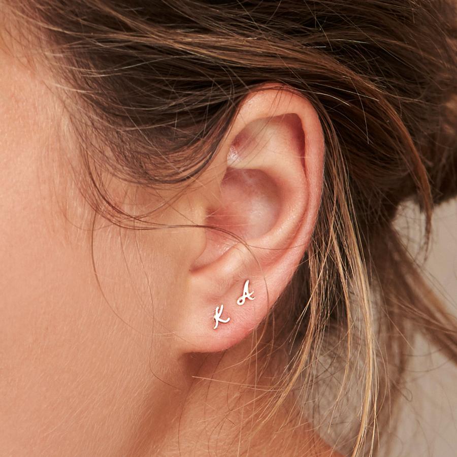 Letter Initial Single Stud Earring