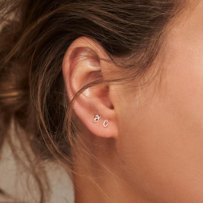 Letter Initial Single Stud Earring 2