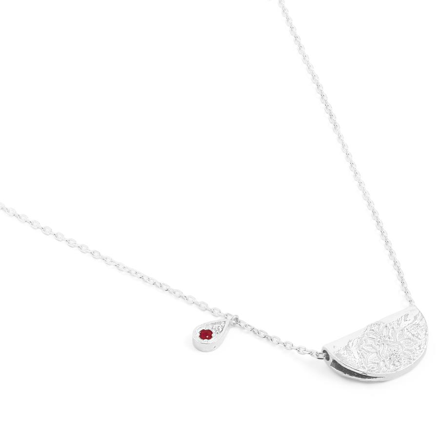 0.05 Carat Round Red Ruby Lab-Made Diamond Necklace