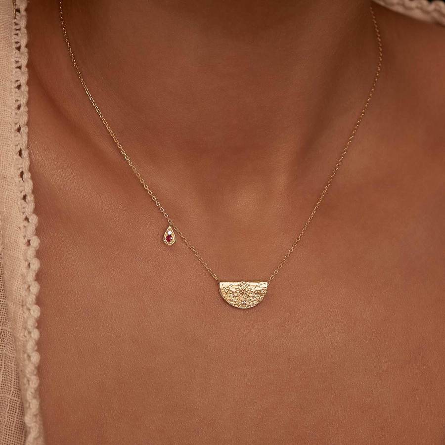 0.05 Carat Round Red Ruby Lab-Made Diamond Necklace 5
