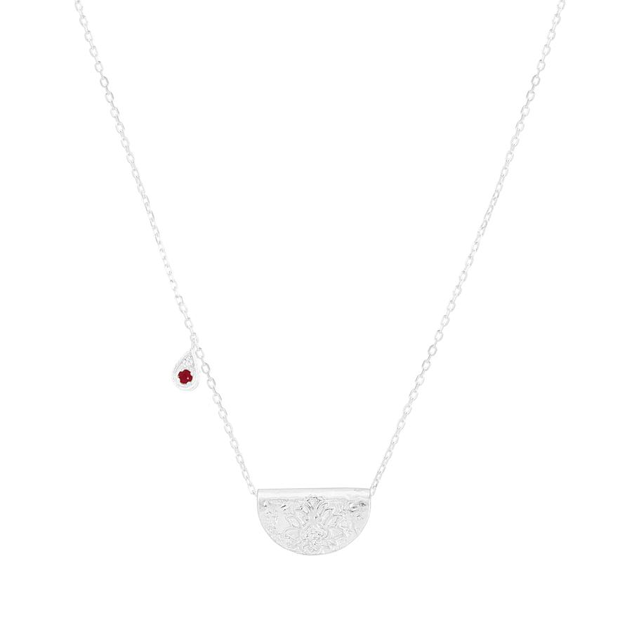 0.05 Carat Round Red Ruby Lab-Made Diamond Necklace