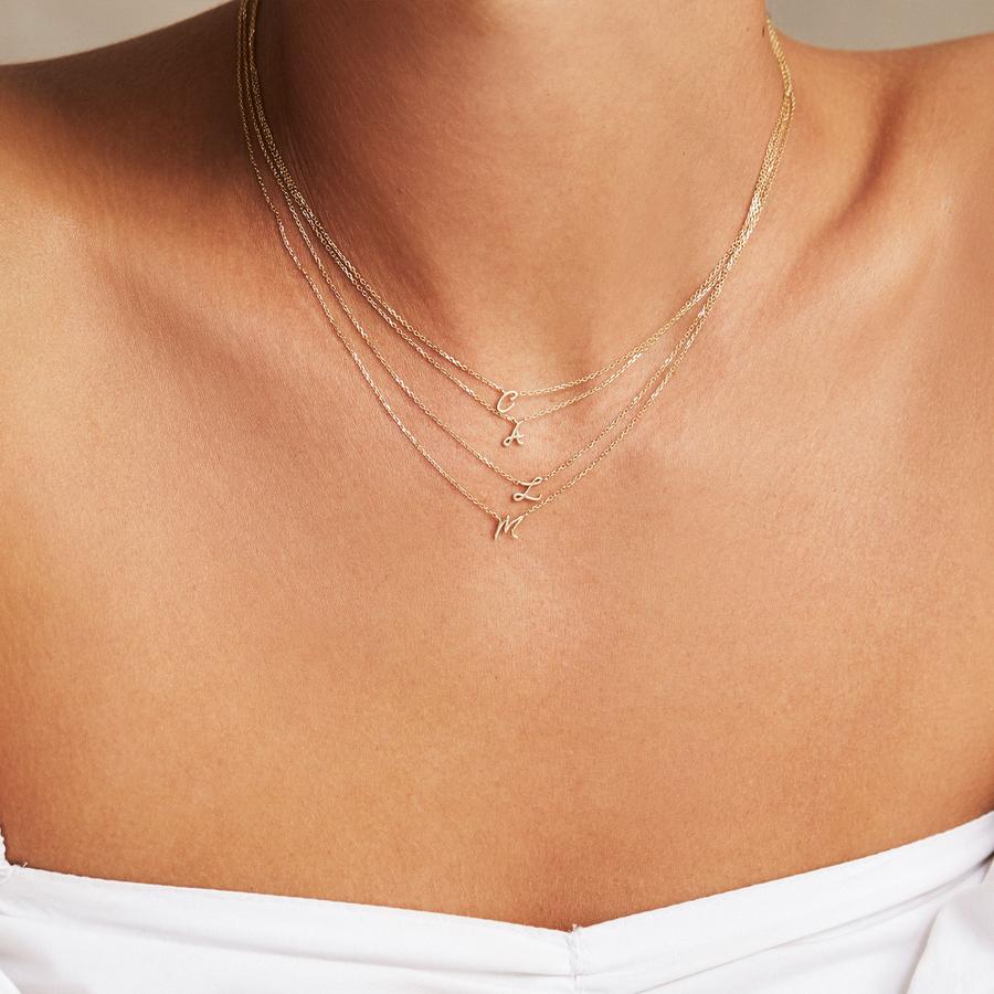 Golden Charm Initial Pendant Necklace 3