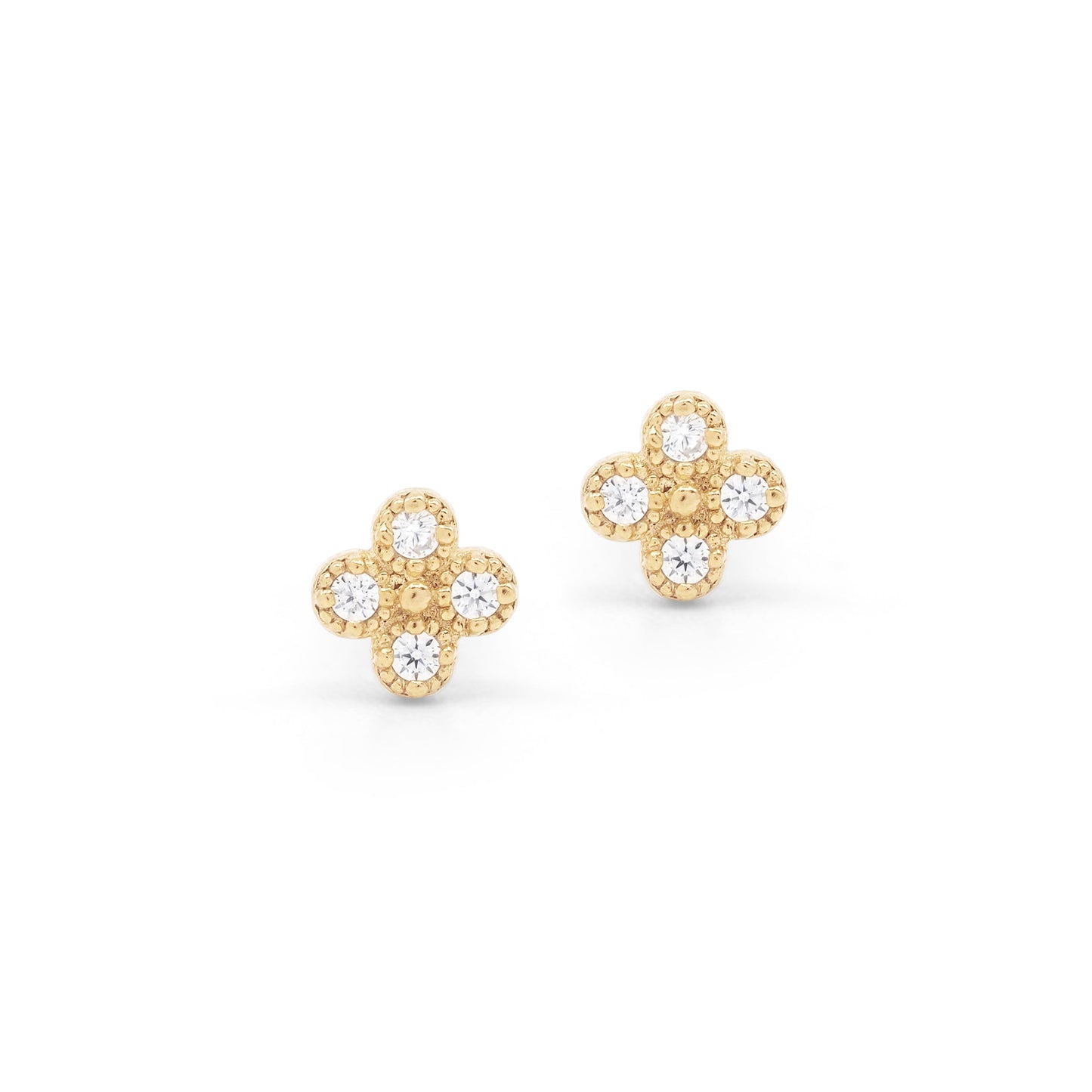 0.05 TCW Round Lab Grown Diamond Floral Stud Earrings 3