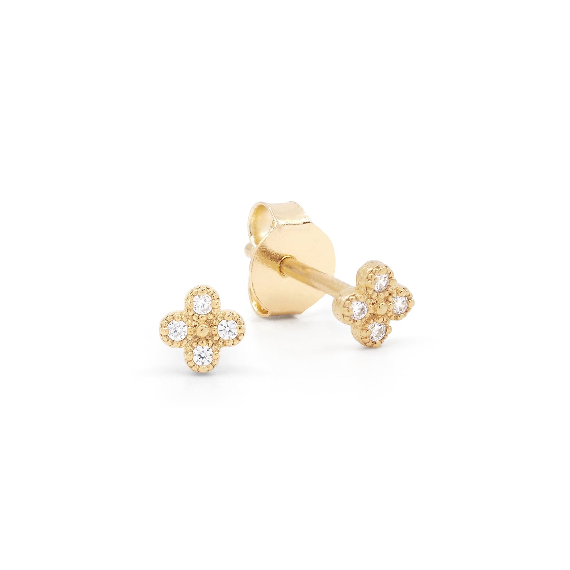 0.05 TCW Round Lab Grown Diamond Floral Stud Earrings 1