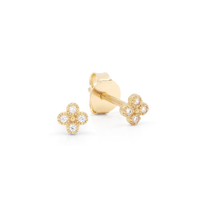 0.05 TCW Round Lab Grown Diamond Floral Stud Earrings 1