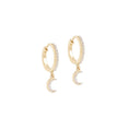 Load image into Gallery viewer, 0.05 TCW Round Lab Grown Diamond Crescent Drop Hoop Earrings
