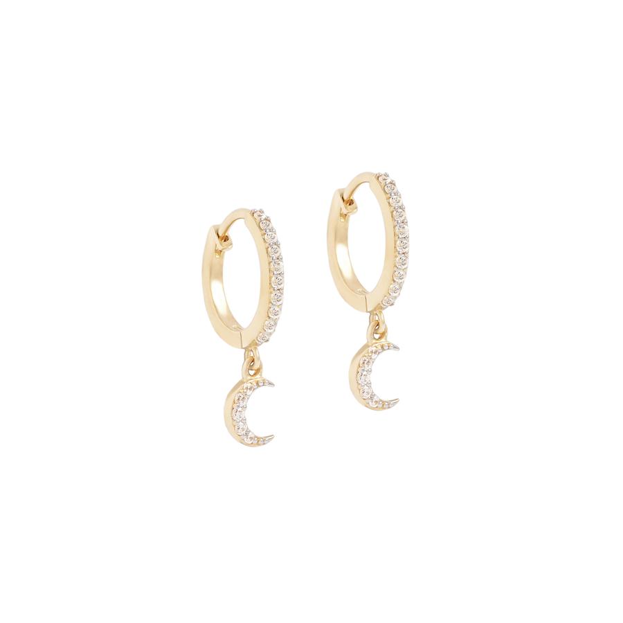 0.05 TCW Round Lab Grown Diamond Crescent Drop Hoop Earrings