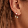 Load image into Gallery viewer, 0.05 TCW Round Lab Grown Diamond Crescent Drop Hoop Earrings
