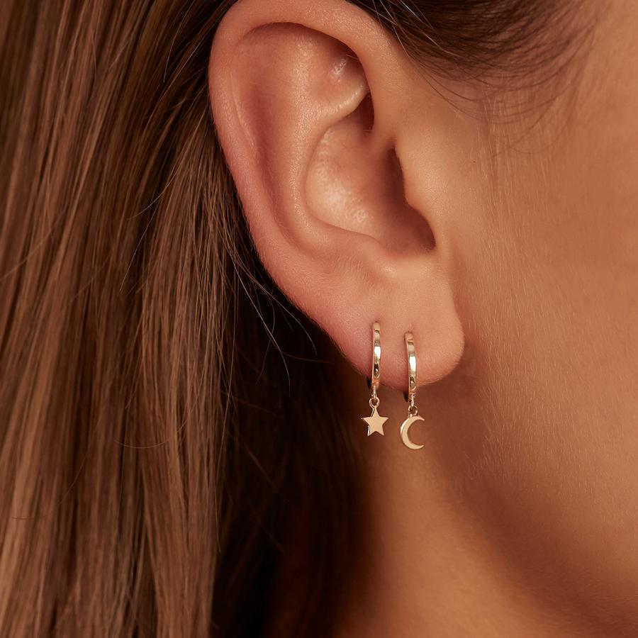 Radiant Gold Hoop Earring with Star Charm 3