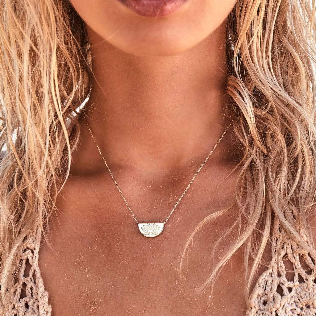 Elegant Lotus Pendant Necklace in Gold Finish 7
