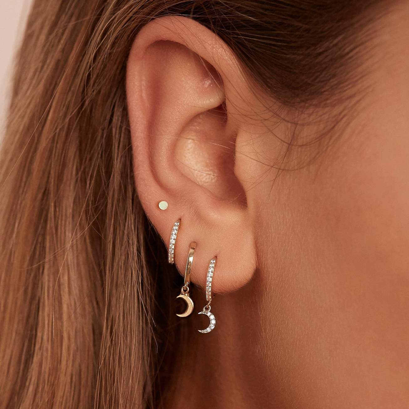 Celestial Gold Moon Hoop Earring 3