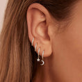 Load image into Gallery viewer, 0.05 TCW Round Lab Grown Diamond Crescent Drop Hoop Earrings
