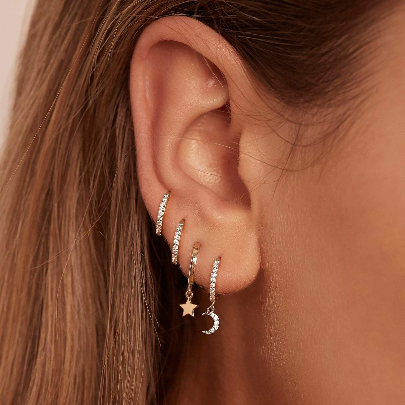 Radiant Gold Hoop Earring with Star Charm 5