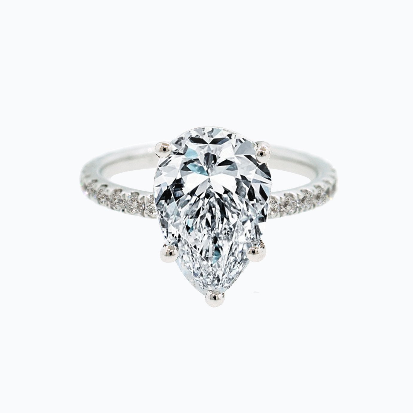3 CT Pear-Cut Lab Diamond Hidden Halo Pave Engagement Ring 3
