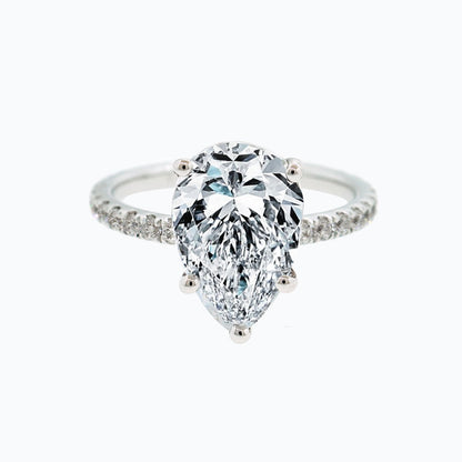 3 CT Pear-Cut Lab Diamond Hidden Halo Pave Engagement Ring 3