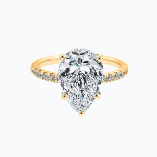 3 CT Pear-Cut Lab Diamond Hidden Halo Pave Engagement Ring 1