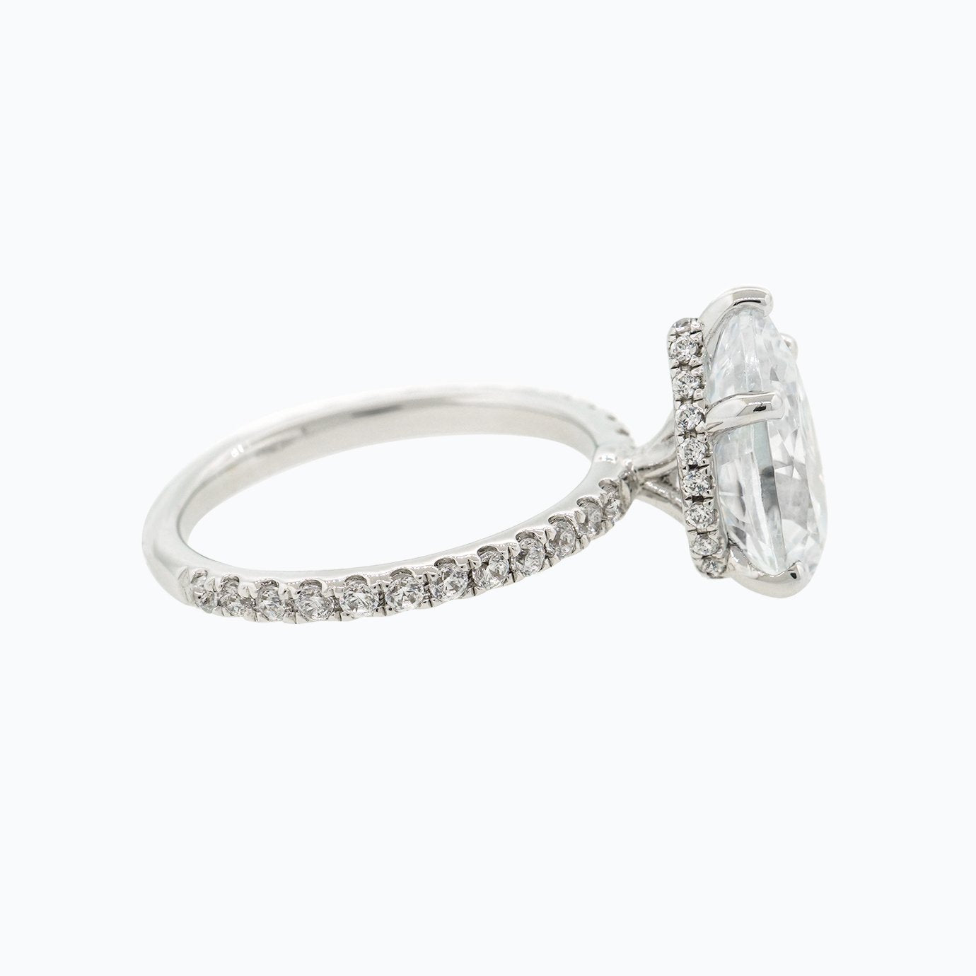 3 CT Pear-Cut Lab Diamond Hidden Halo Pave Engagement Ring 4