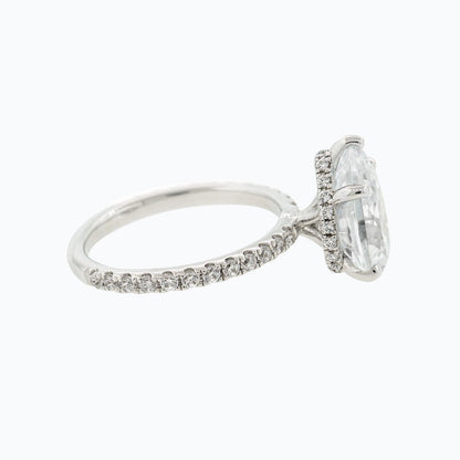 3 CT Pear-Cut Lab Diamond Hidden Halo Pave Engagement Ring 4