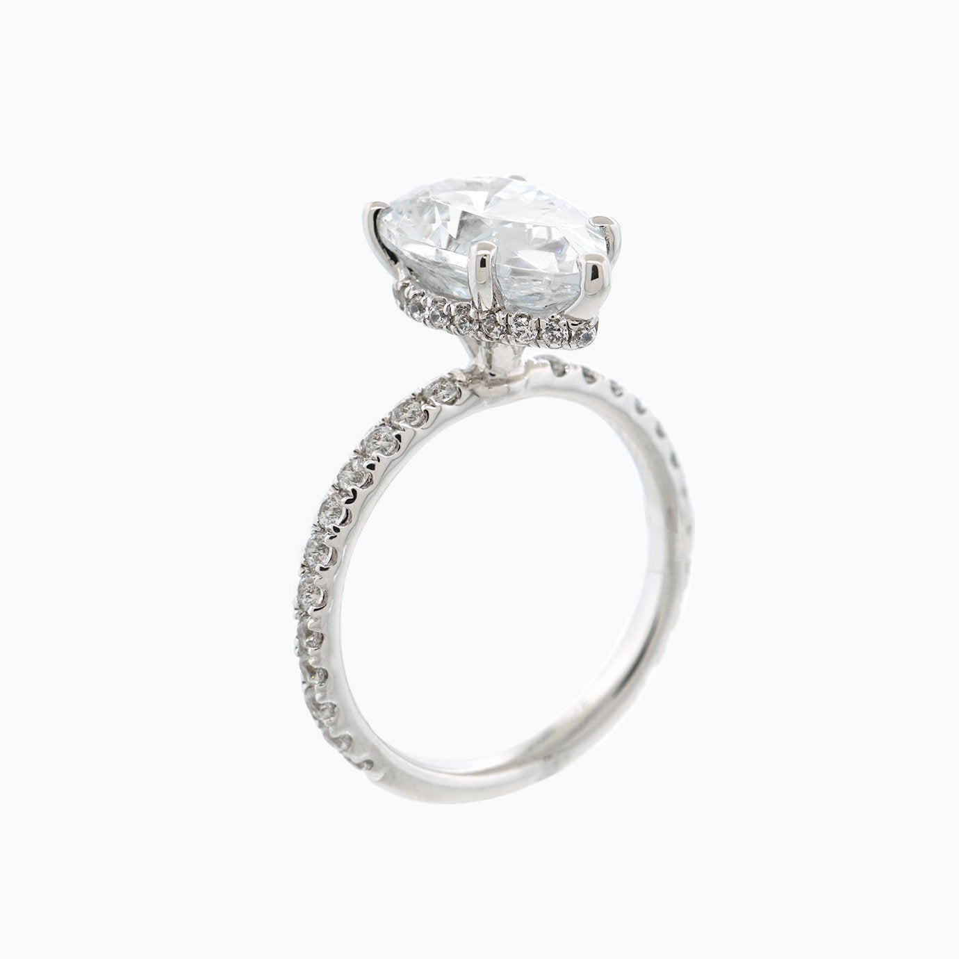 3 CT Pear-Cut Lab Diamond Hidden Halo Pave Engagement Ring 5