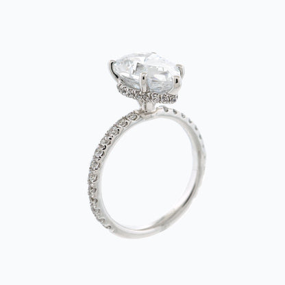 3 CT Pear-Cut Lab Diamond Hidden Halo Pave Engagement Ring 5