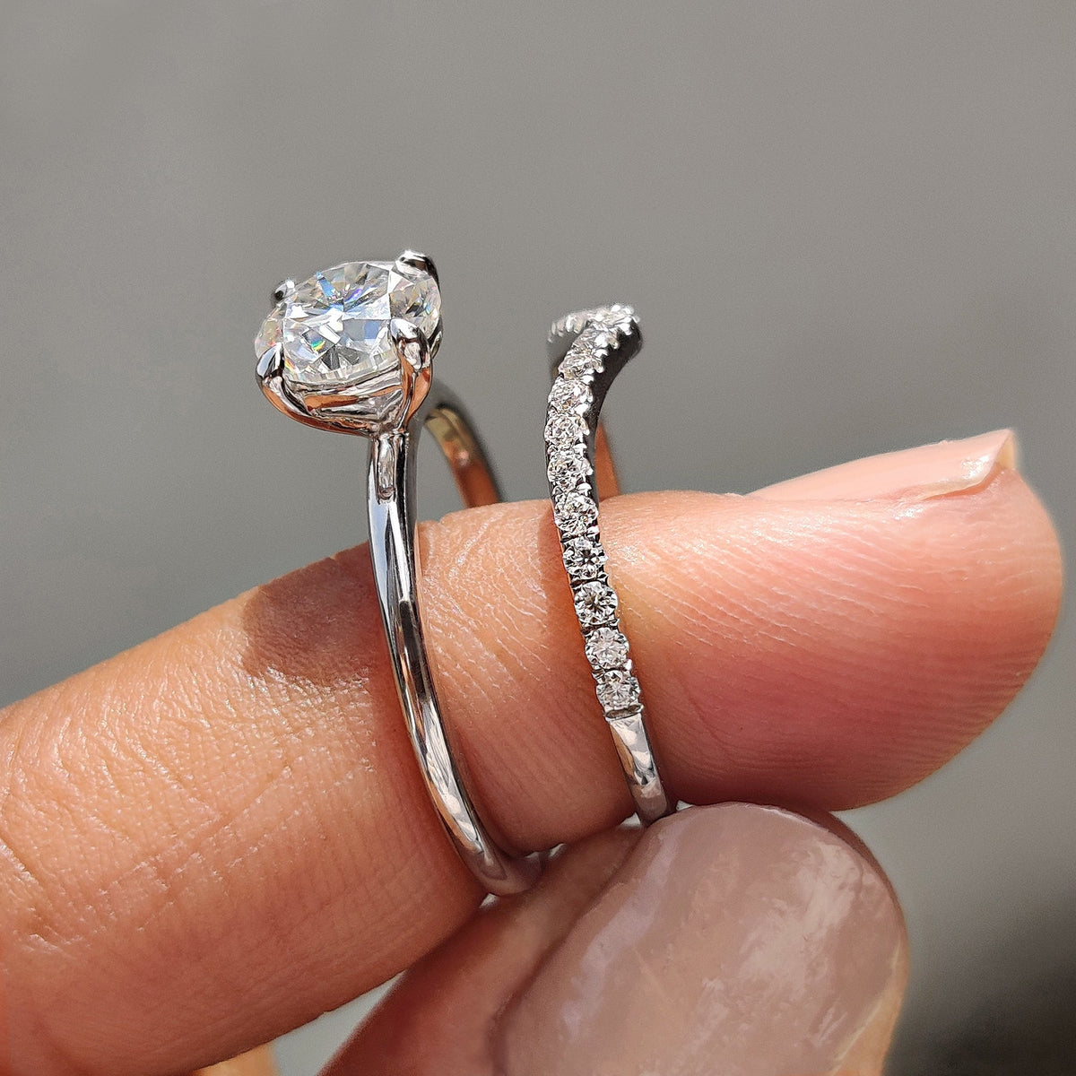 Solitaire Cathedral- 1.8 CT Cushion Lab Grown Diamond Wedding Band