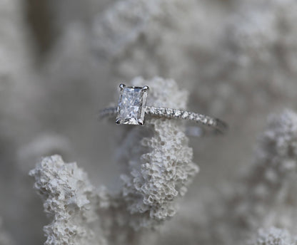 0.7 CT Radiant Cut Lab-Grown Diamond Pave Engagement Ring 3