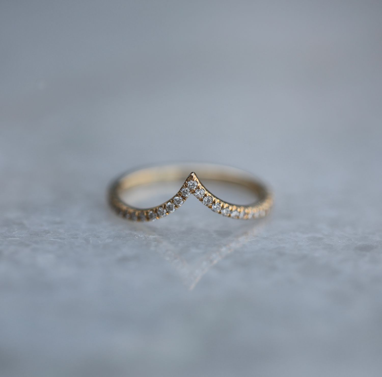 Elegant 0.225 TCW Round Lab-Grown Diamond V-Shaped Wedding Band 1