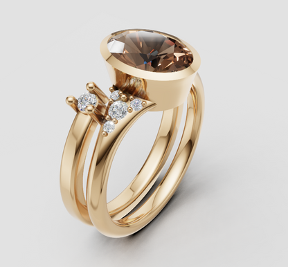 Custom Listing For Leslie-1.51 CT Fancy Brown Oval Cut Bezel & Cluster Style Lab Grown Diamond Engagement Ring