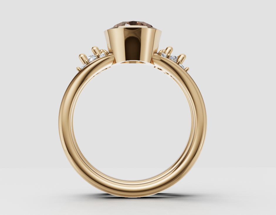 Custom Listing For Leslie-1.51 CT Fancy Brown Oval Cut Bezel & Cluster Style Lab Grown Diamond Engagement Ring