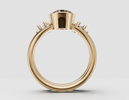 Custom Listing For Leslie-1.51 CT Fancy Brown Oval Cut Bezel & Cluster Style Lab Grown Diamond Engagement Ring