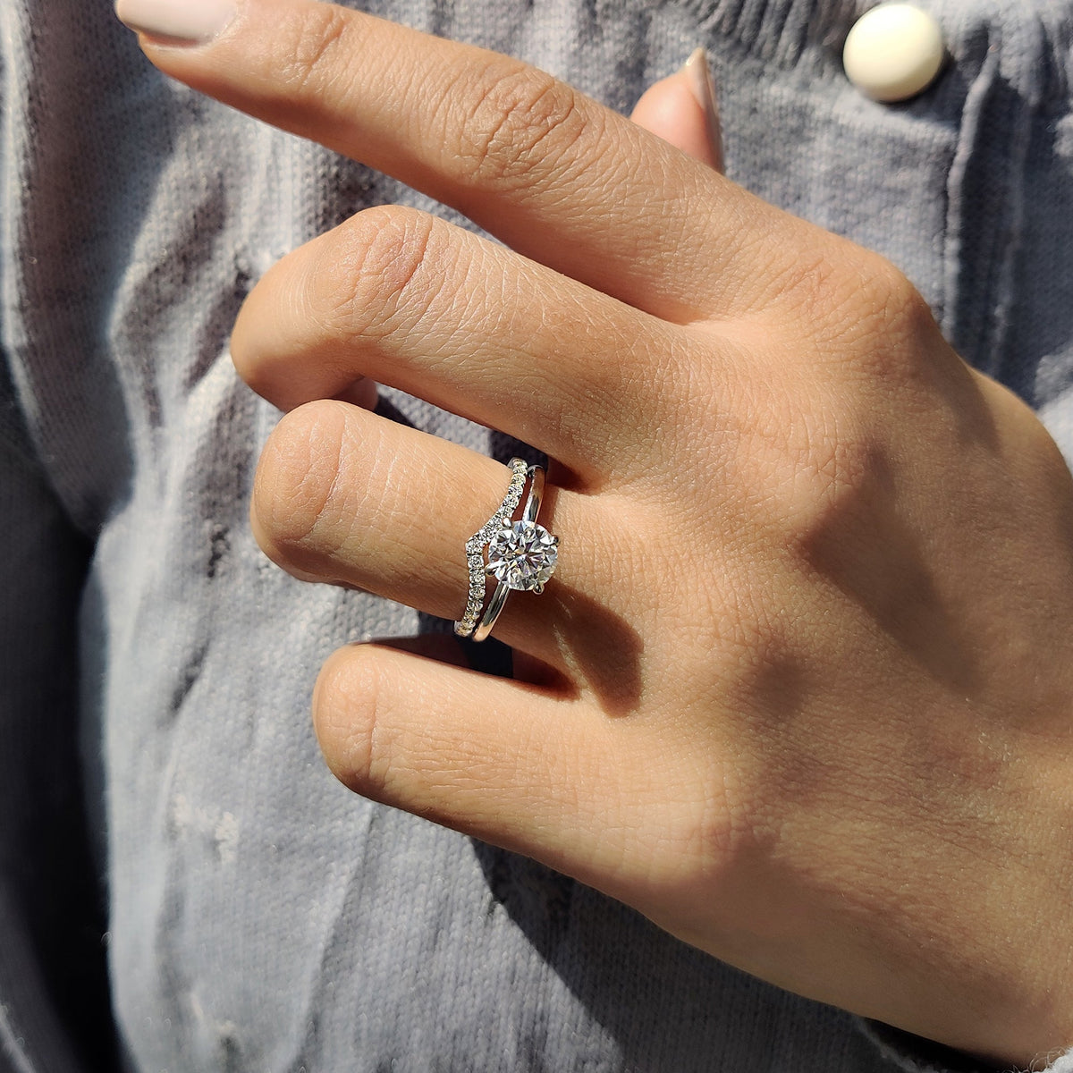 Solitaire Cathedral- 1.8 CT Cushion Lab Grown Diamond Wedding Band