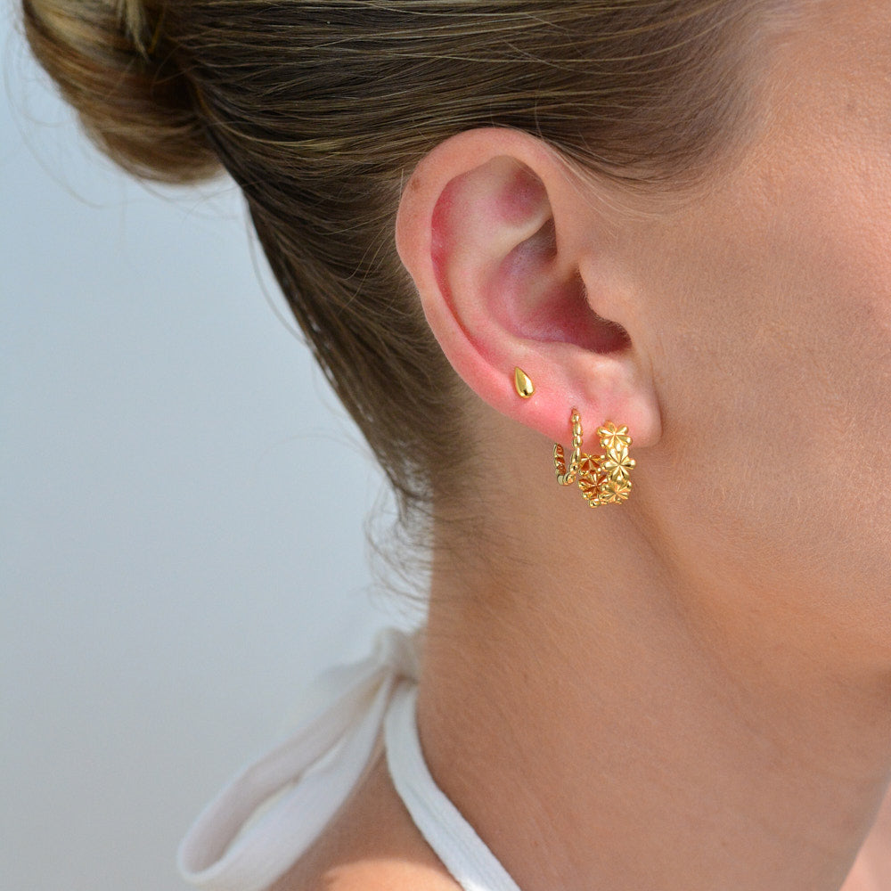 Golden Teardrop Petite Stud Earrings