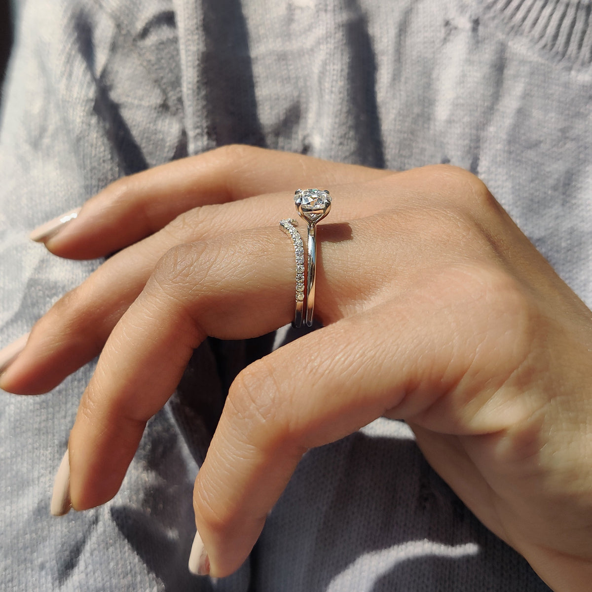 Solitaire Cathedral- 1.8 CT Cushion Lab Grown Diamond Wedding Band