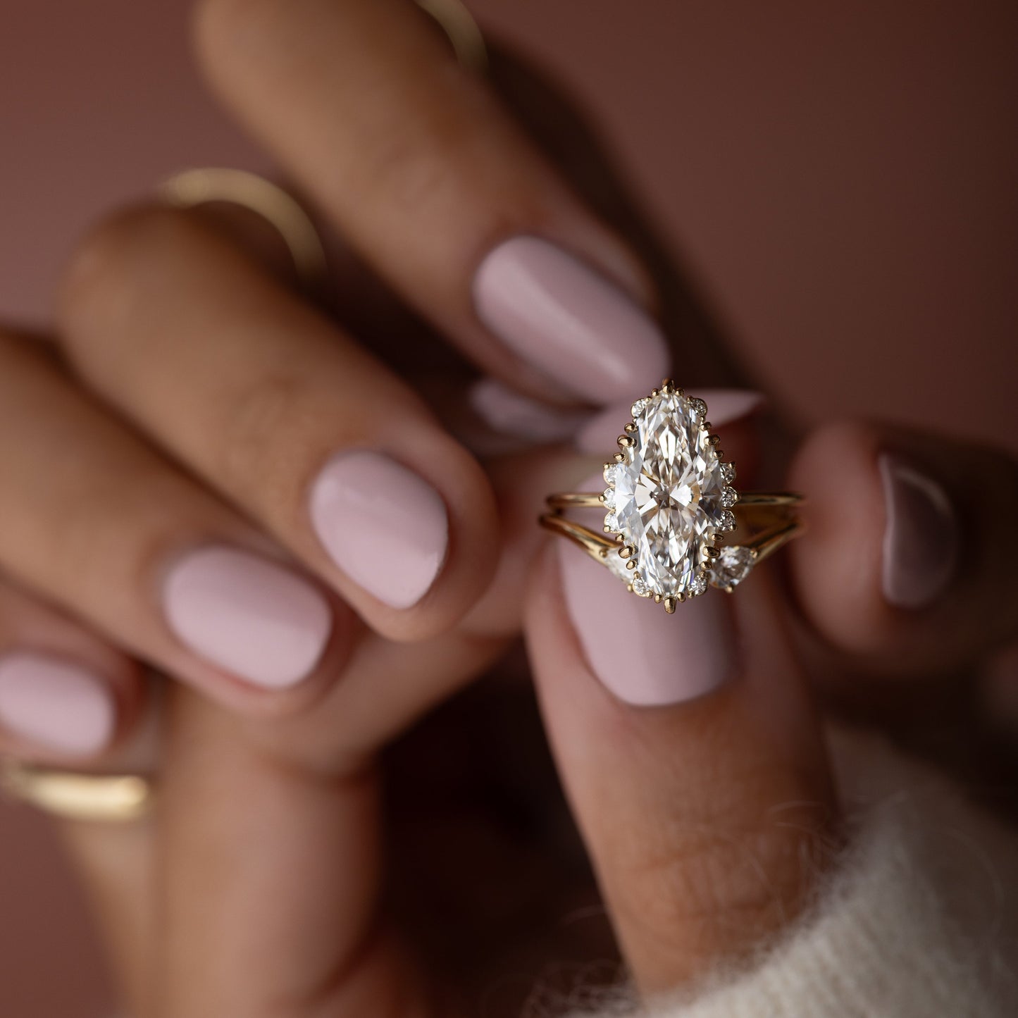 Halo & Triple Prong Style-Marquise Lab Grown Diamond Engagement Ring