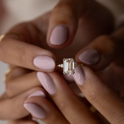 Cluster-Emerald Lab Grown Diamond Engagement Ring