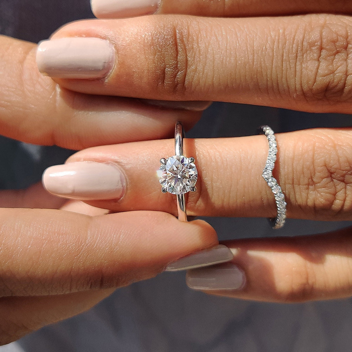 Solitaire Cathedral- 1.8 CT Cushion Lab Grown Diamond Wedding Band