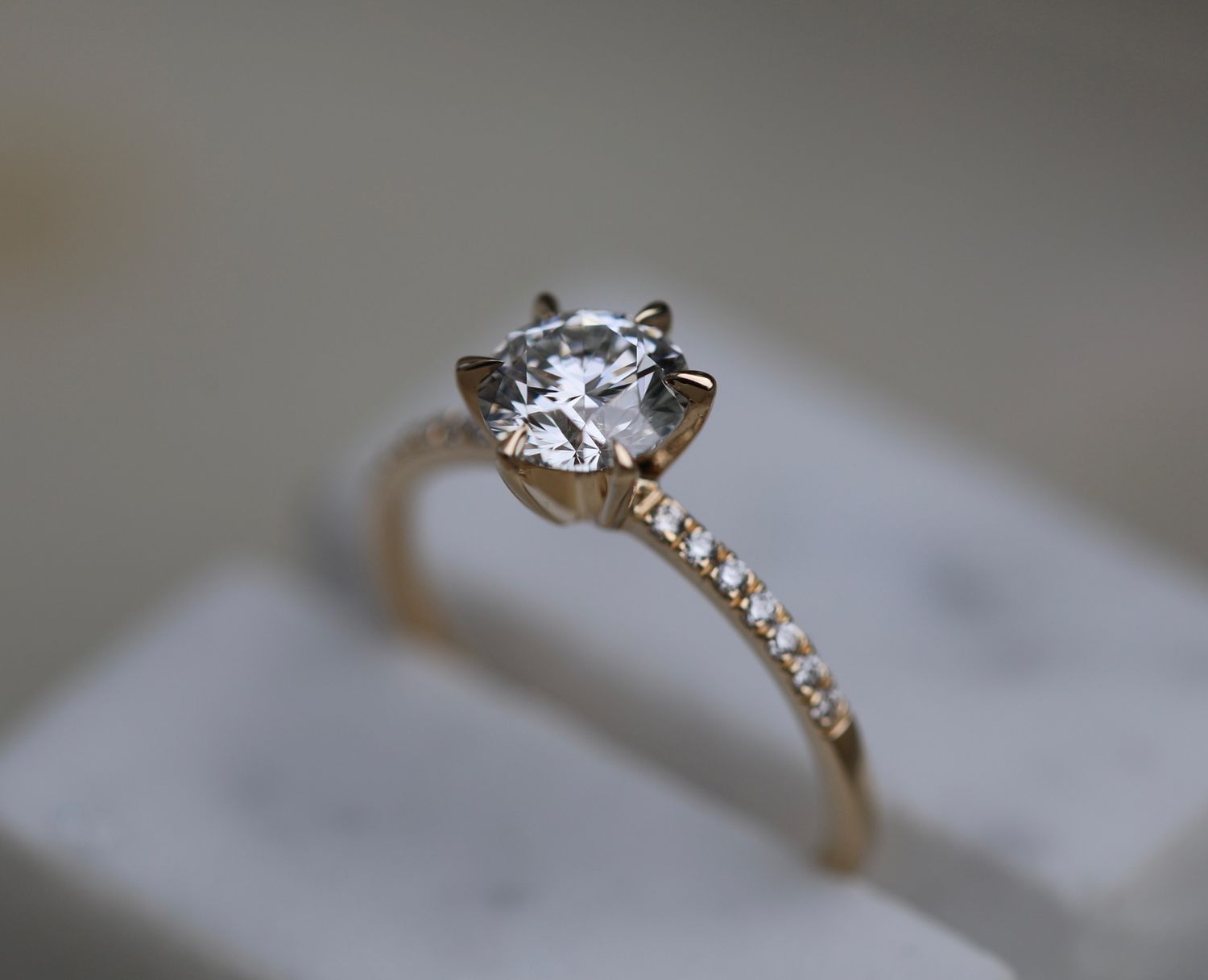 1 CT Round Lab-Grown Diamond Pave Engagement Ring