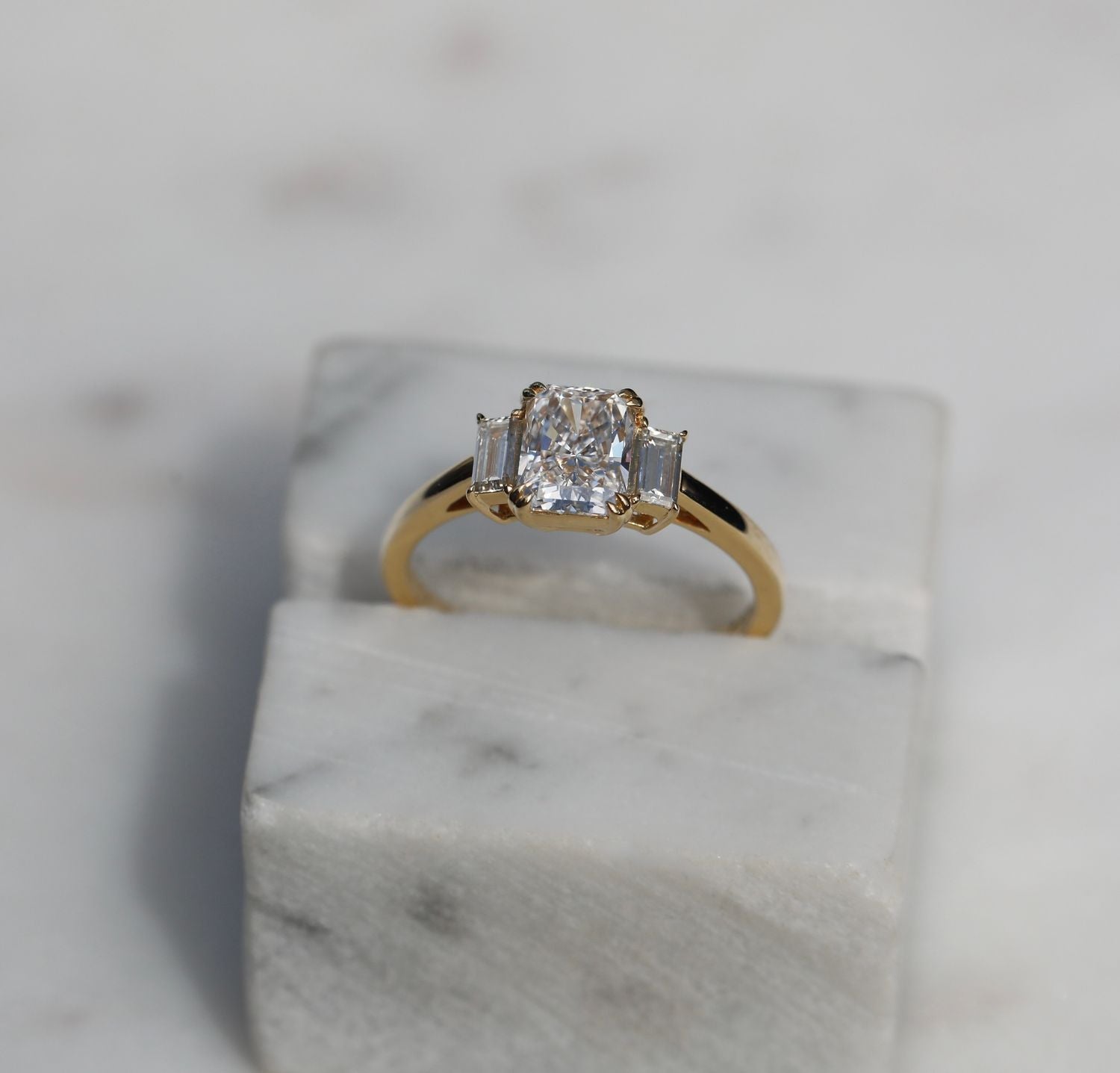 1.18 CT Radiant Lab-Grown Diamond Three Stone Engagement Ring