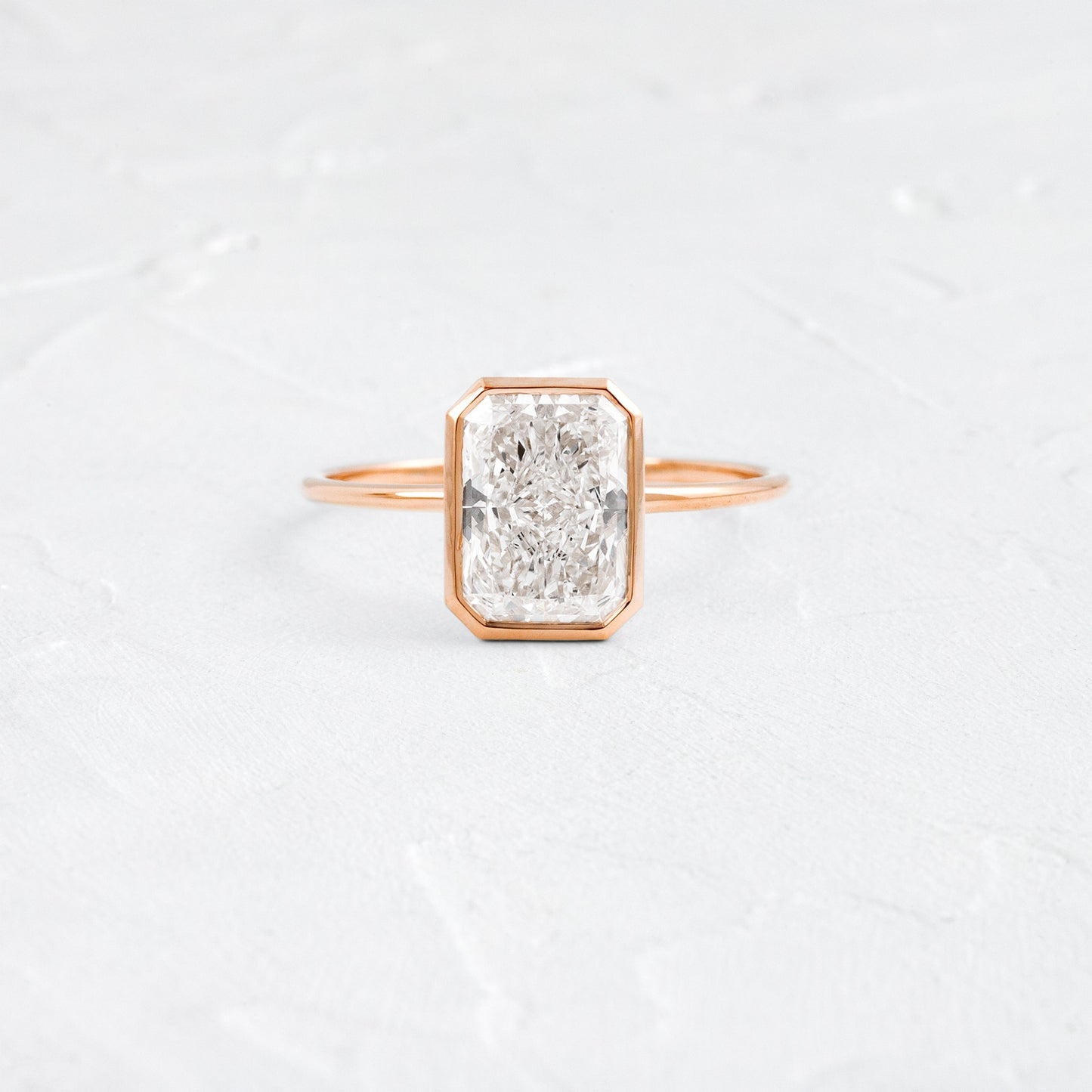 Solitaire Bezel with Hidden Stone-Radiant Lab Grown Diamond Engagement Ring