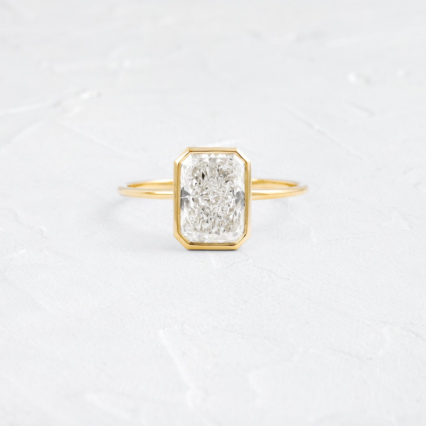 Solitaire Bezel with Hidden Stone-Radiant Lab Grown Diamond Engagement Ring