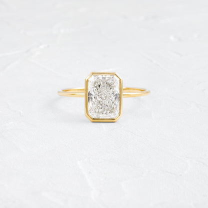 Solitaire Bezel with Hidden Stone-Radiant Lab Grown Diamond Engagement Ring