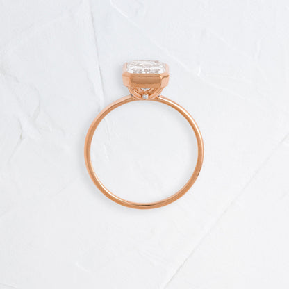 Solitaire Bezel with Hidden Stone-Radiant Lab Grown Diamond Engagement Ring