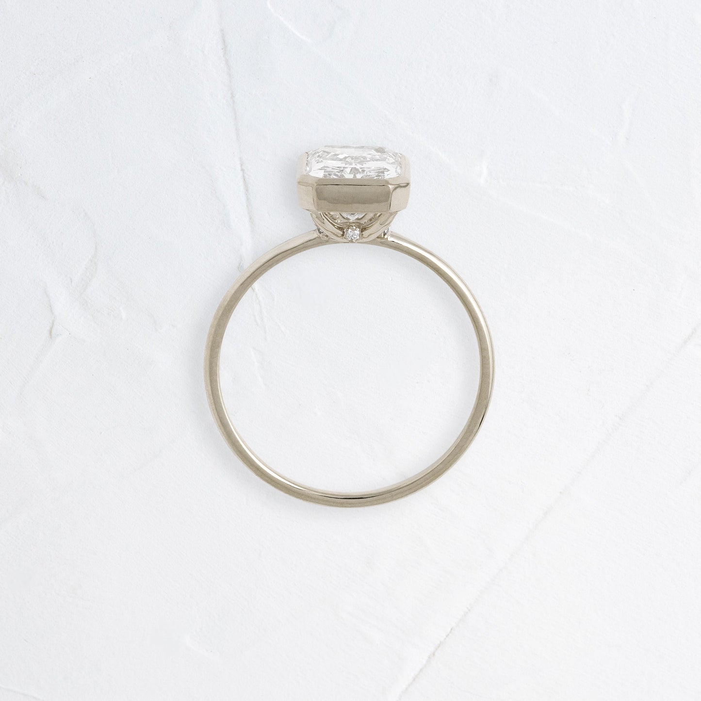 Solitaire Bezel with Hidden Stone-Radiant Lab Grown Diamond Engagement Ring